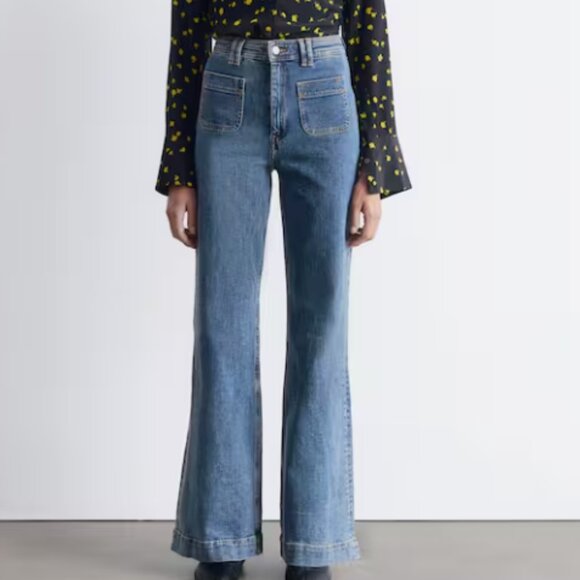 & other stories Wide Leg Blue Jean Denim Retro Pocket High Waist 29 - Picture 11 of 16